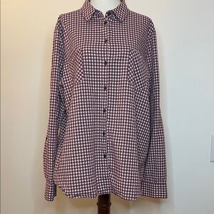 Orvis Burgundy & White Cotton Button Down Shirt XL